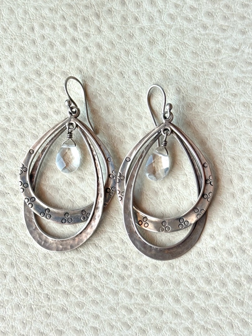 Silpada Sterling Silver Double Hoop Glass Drop Earrings #W1681 - Retired
